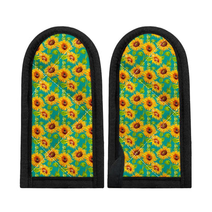 Teal Watercolor Sunflower Pattern Print Skillet Handle Cover
