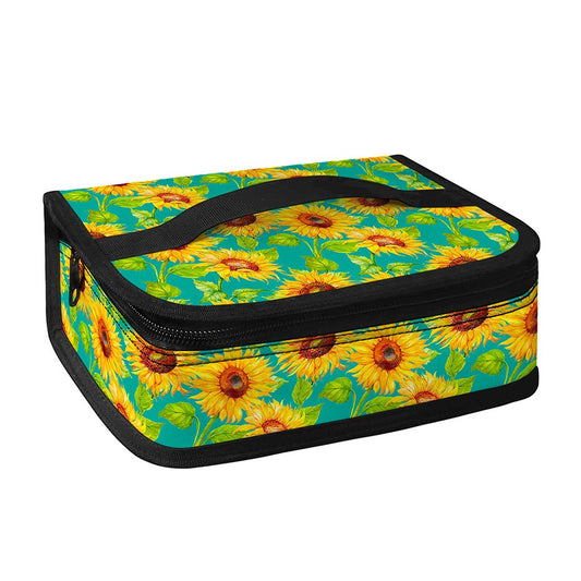 Teal Watercolor Sunflower Pattern Print Small Lunch Bag