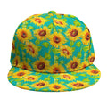 Teal Watercolor Sunflower Pattern Print Snapback Cap