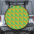 Teal Watercolor Sunflower Pattern Print Tire Cover