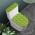 Teal Watercolor Sunflower Pattern Print Toilet Lid And Tank Cover Set