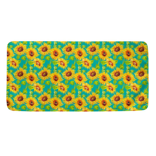 Teal Watercolor Sunflower Pattern Print Towel