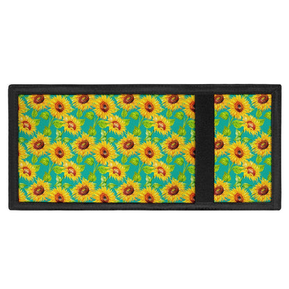 Teal Watercolor Sunflower Pattern Print Trifold Wallet