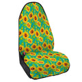 Teal Watercolor Sunflower Pattern Print Waterproof Car Seat Cover