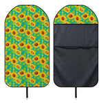 Teal Watercolor Sunflower Pattern Print Waterproof Car Seat Cover
