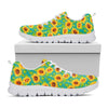 Teal Watercolor Sunflower Pattern Print White Running Shoes