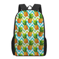 Teal Zig Zag Pineapple Pattern Print 17 Inch Backpack