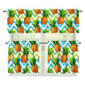 Teal Zig Zag Pineapple Pattern Print 3 Piece Kitchen Curtains