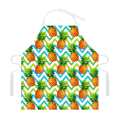 Teal Zig Zag Pineapple Pattern Print Adjustable Apron