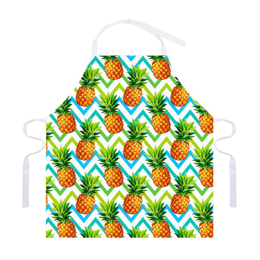 Teal Zig Zag Pineapple Pattern Print Adjustable Apron