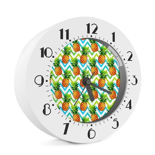 Teal Zig Zag Pineapple Pattern Print Alarm Clock
