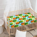 Teal Zig Zag Pineapple Pattern Print Baby Crib Sheet
