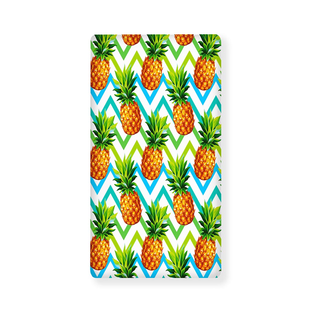 Teal Zig Zag Pineapple Pattern Print Baby Crib Sheet