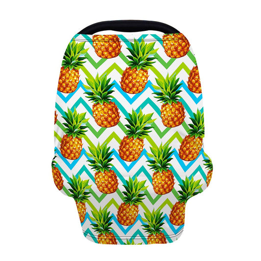 Teal Zig Zag Pineapple Pattern Print Baby Seat Cover