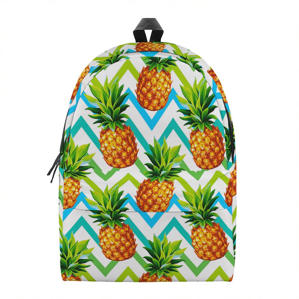 Teal Zig Zag Pineapple Pattern Print Backpack