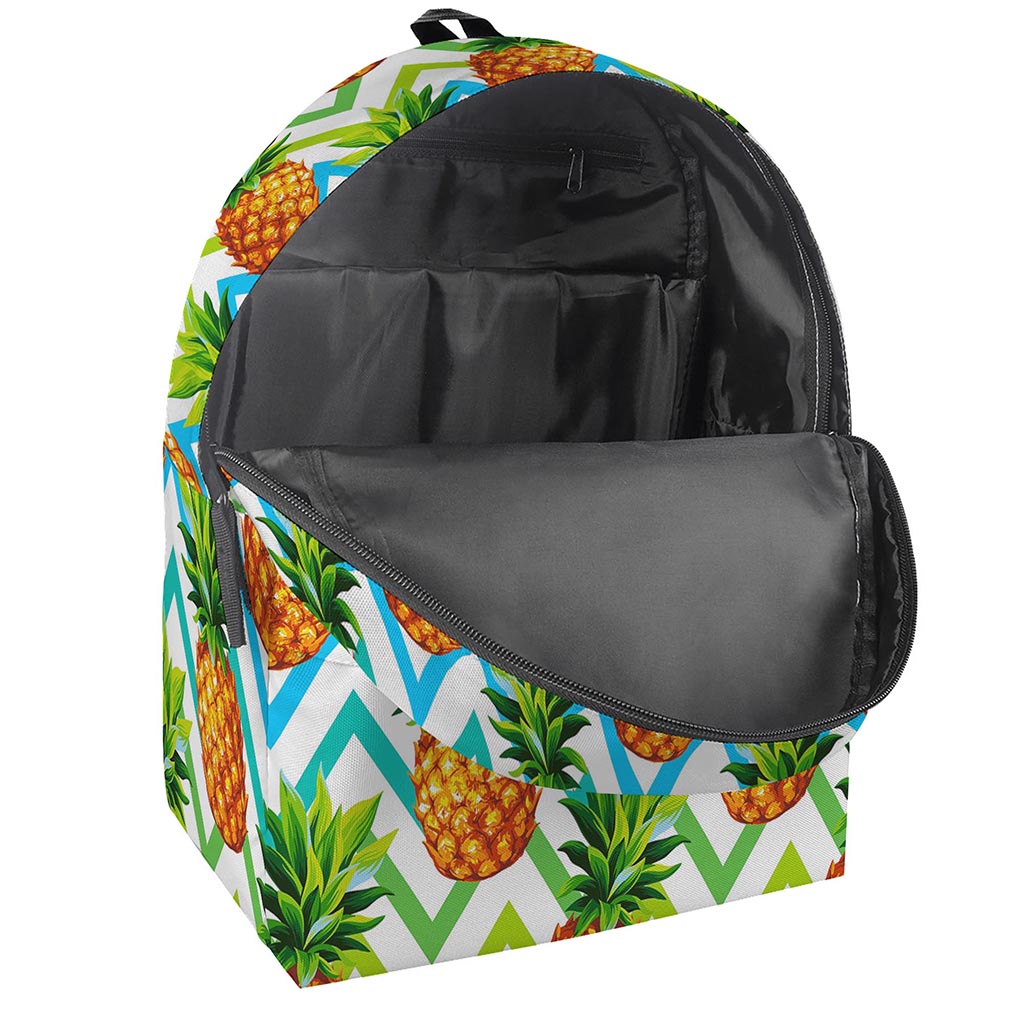 Teal Zig Zag Pineapple Pattern Print Backpack