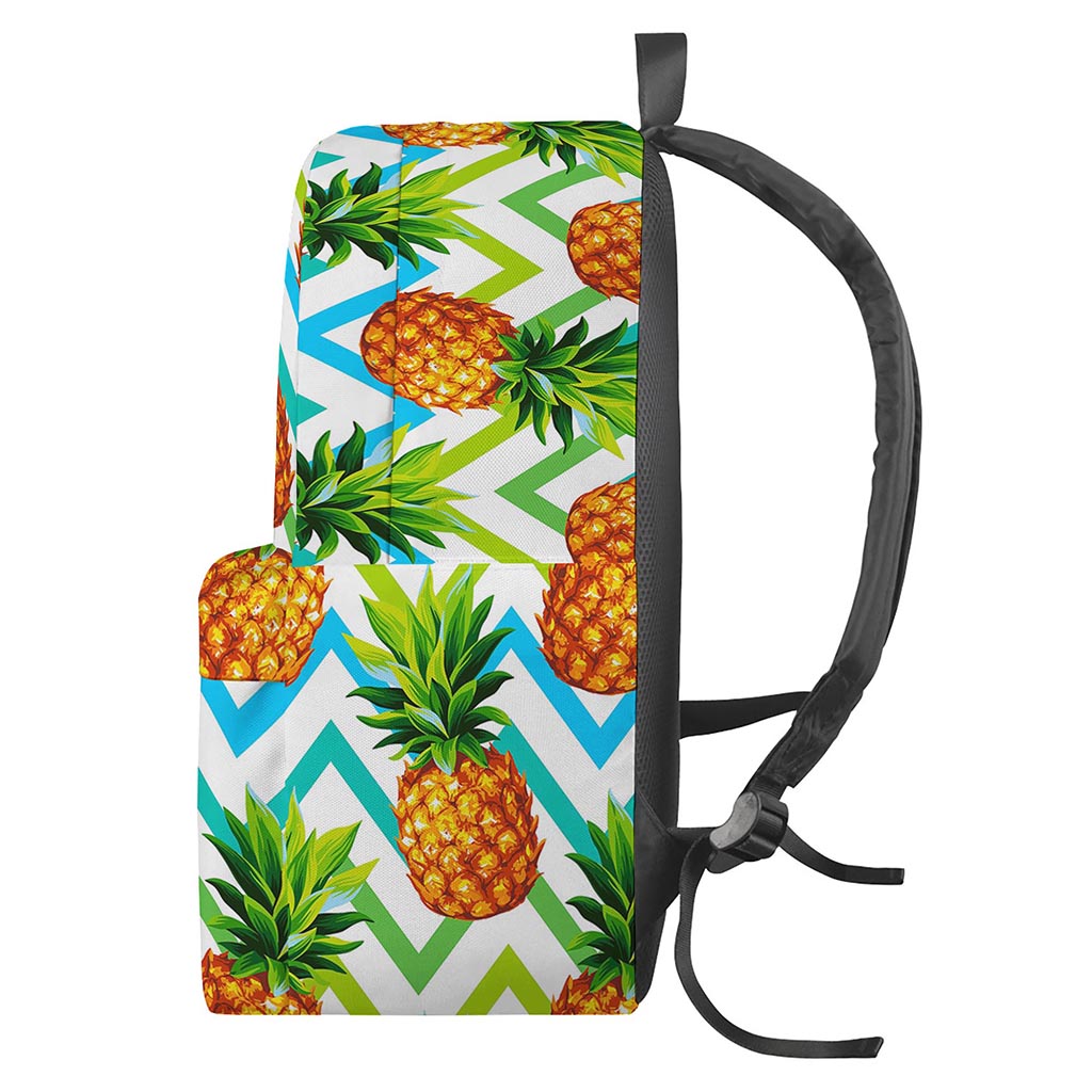 Teal Zig Zag Pineapple Pattern Print Backpack