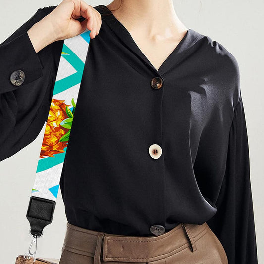 Teal Zig Zag Pineapple Pattern Print Bag Strap