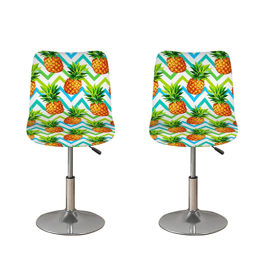 Teal Zig Zag Pineapple Pattern Print Bar Stool Covers