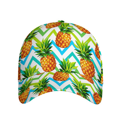 Teal Zig Zag Pineapple Pattern Print Baseball Cap