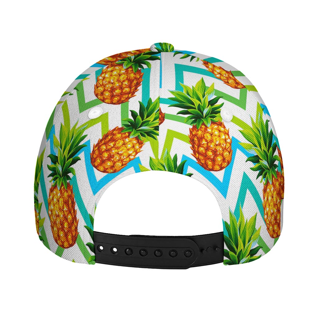 Teal Zig Zag Pineapple Pattern Print Baseball Cap