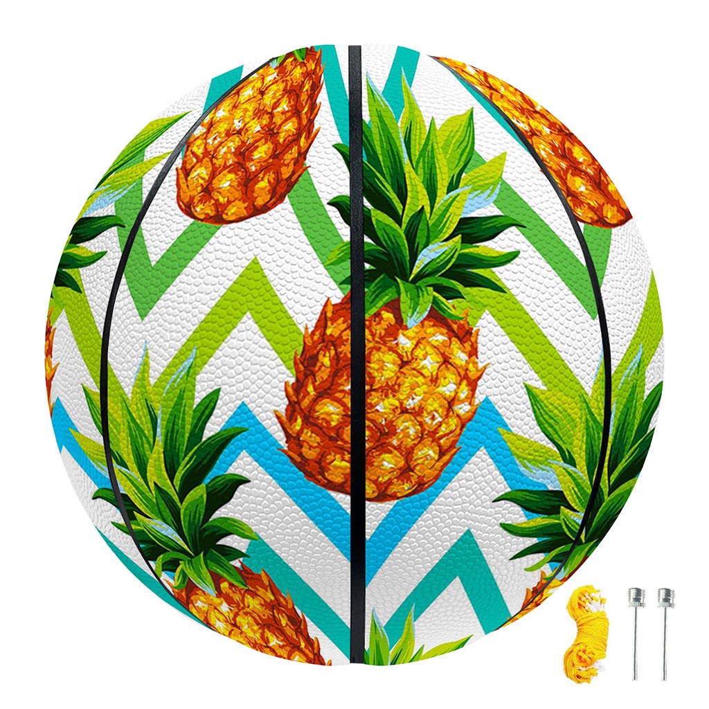 Teal Zig Zag Pineapple Pattern Print Basketball