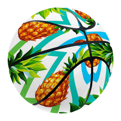 Teal Zig Zag Pineapple Pattern Print Basketball