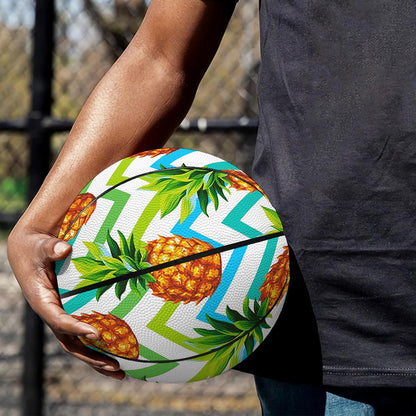 Teal Zig Zag Pineapple Pattern Print Basketball