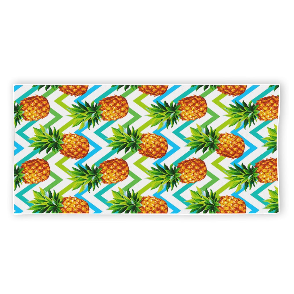 Teal Zig Zag Pineapple Pattern Print Beach Towel