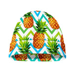 Teal Zig Zag Pineapple Pattern Print Beanie