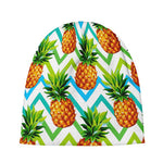 Teal Zig Zag Pineapple Pattern Print Beanie
