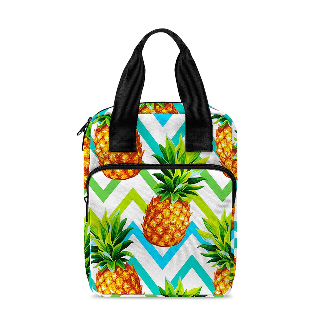 Teal Zig Zag Pineapple Pattern Print Bible Tote Bag