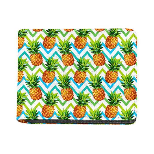 Teal Zig Zag Pineapple Pattern Print Bifold Wallet