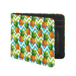 Teal Zig Zag Pineapple Pattern Print Bifold Wallet