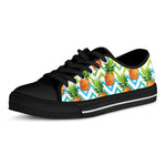 Teal Zig Zag Pineapple Pattern Print Black Low Top Sneakers