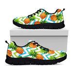 Teal Zig Zag Pineapple Pattern Print Black Running Shoes