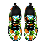 Teal Zig Zag Pineapple Pattern Print Black Running Shoes