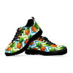 Teal Zig Zag Pineapple Pattern Print Black Running Shoes