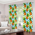 Teal Zig Zag Pineapple Pattern Print Dimout Grommet Curtains