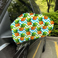 Teal Zig Zag Pineapple Pattern Print Car Side Mirror Covers