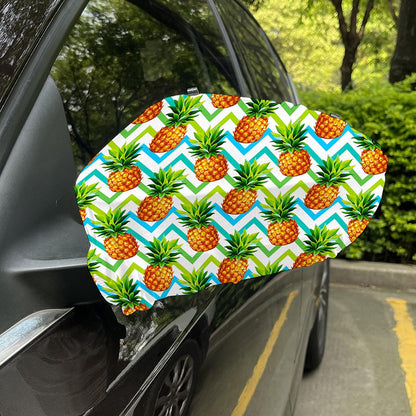 Teal Zig Zag Pineapple Pattern Print Car Side Mirror Covers