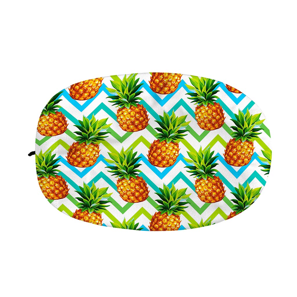 Teal Zig Zag Pineapple Pattern Print Car Side Mirror Covers