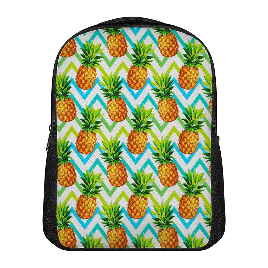 Teal Zig Zag Pineapple Pattern Print Casual Backpack