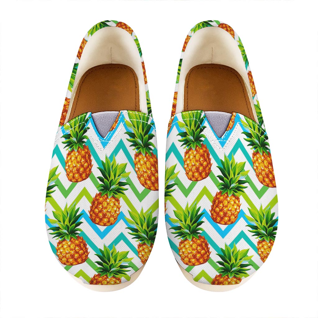 Teal Zig Zag Pineapple Pattern Print Casual Shoes