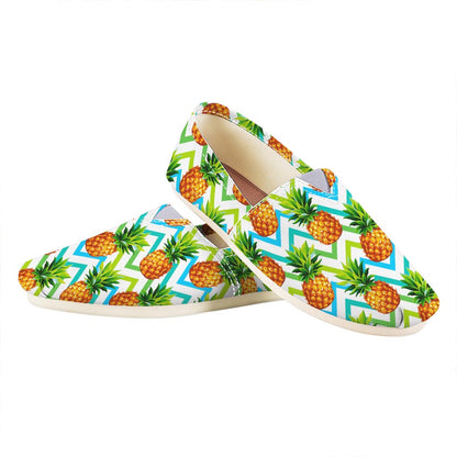 Teal Zig Zag Pineapple Pattern Print Casual Shoes