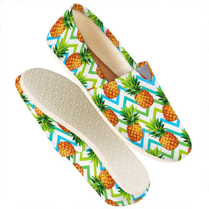 Teal Zig Zag Pineapple Pattern Print Casual Shoes
