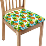 Teal Zig Zag Pineapple Pattern Print Chair Cushion Cover