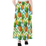 Teal Zig Zag Pineapple Pattern Print Chiffon Maxi Skirt