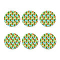 Teal Zig Zag Pineapple Pattern Print Coaster Set