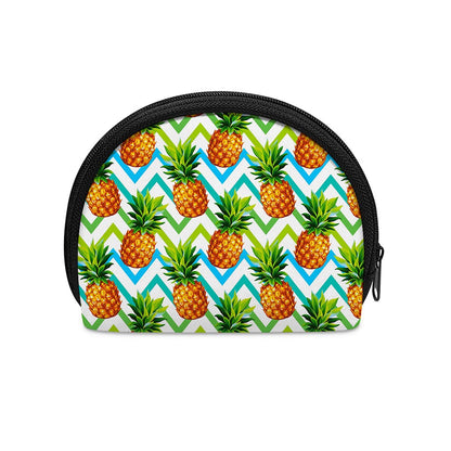 Teal Zig Zag Pineapple Pattern Print Coin Purse
